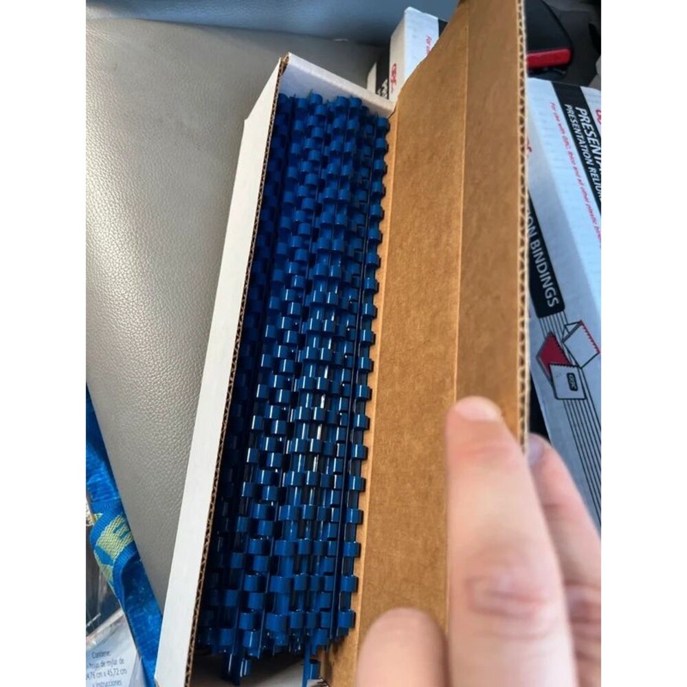 GBC Cerlox Plastic Binding Combs 1/4" 19-Ring Blue - 2 Boxes